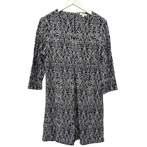 Tyler Boe Size Large Black White Brocade Euro Summer Work Boho Sweater Dress - Picture 1 of 12